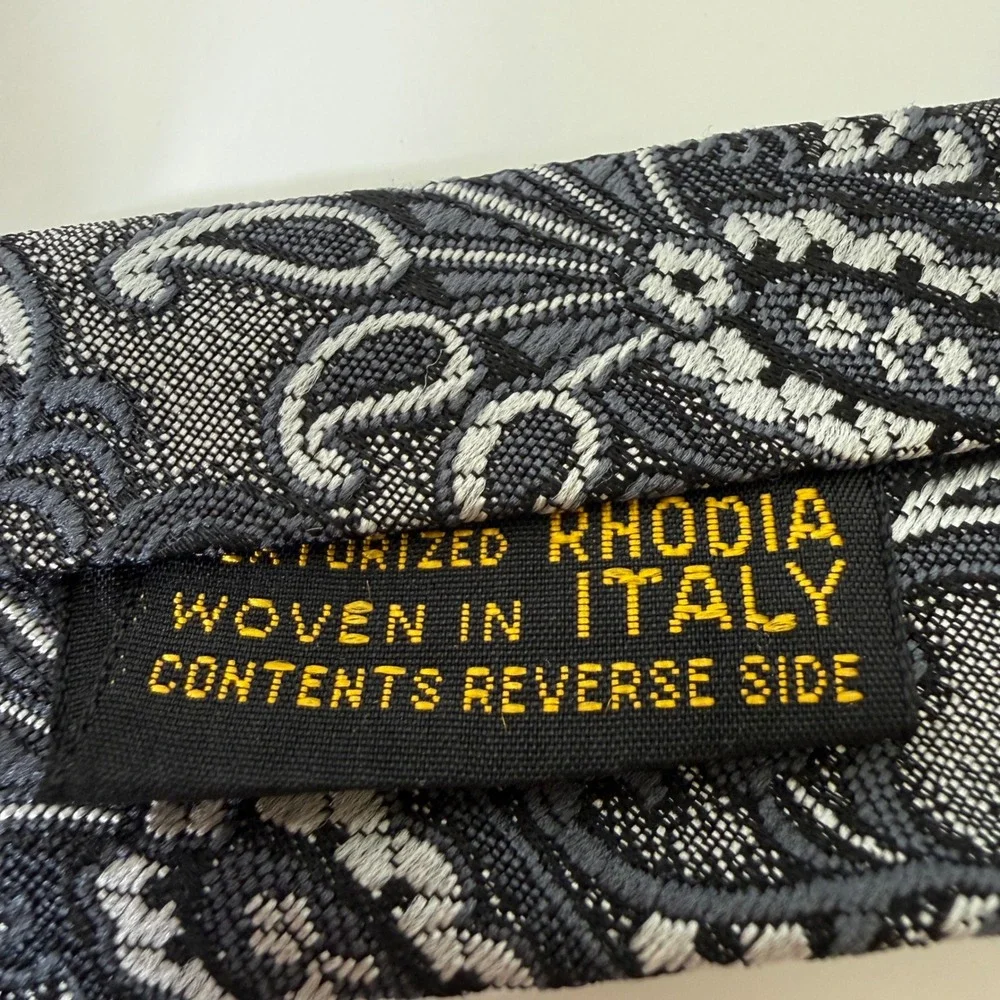 VTG Count Marco Men Paisley Necktie Gray Italy Luxury Designer Tie Formal Career